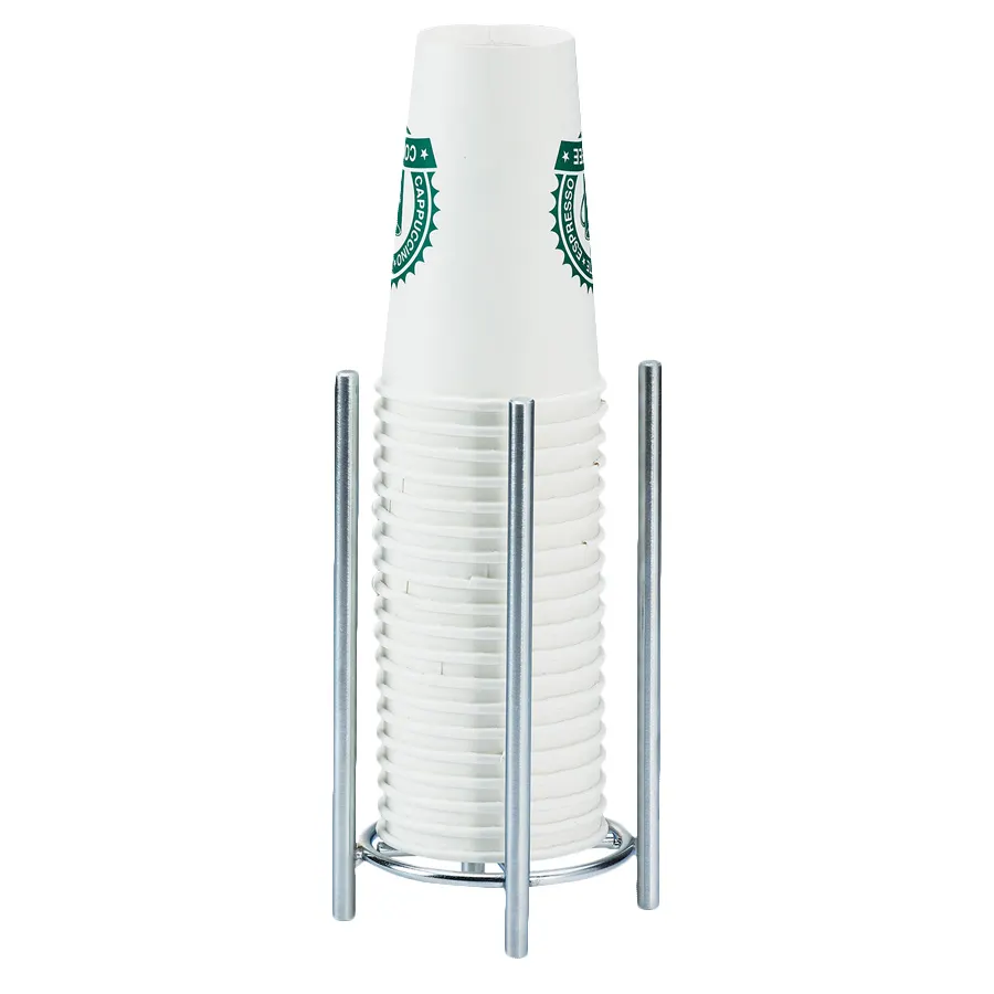 Cal-Mil 3716-49 Cup & Lid Organizer, 5" Dia x 8-1/2" H, Holds Cups/Lids up to 3-3/4" Dia, Chrome