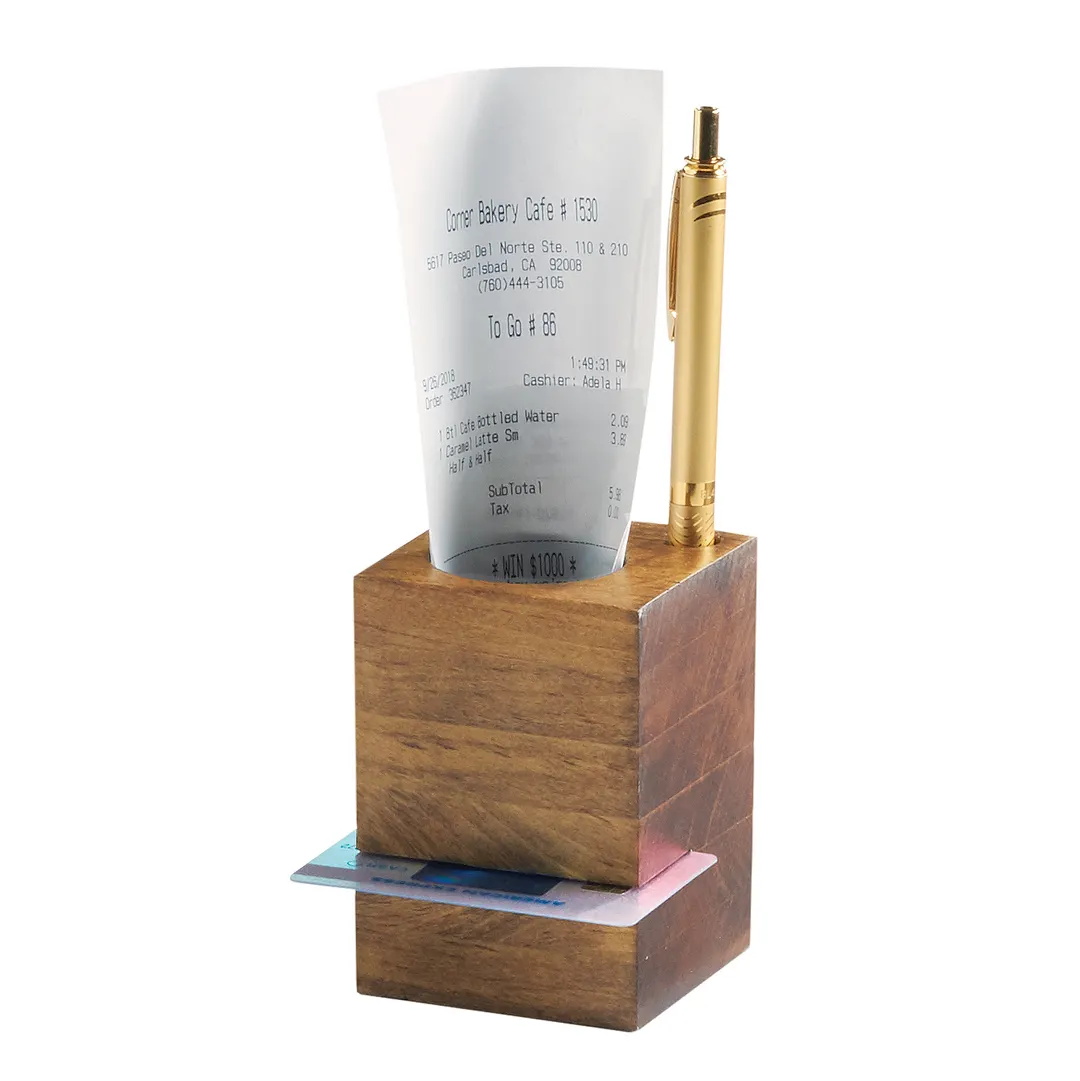Cal-Mil 3734-99 Madera Restaurant Cardholder, 2.75"W x 2.75"D x 4"H, Square, Rustic Pine, BPA Free
