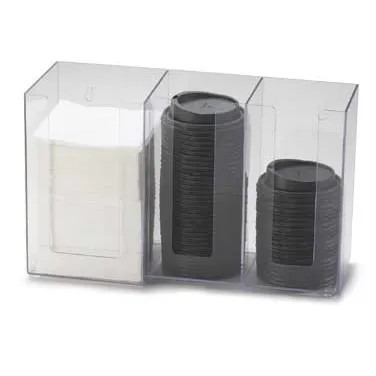 Cal-Mil 375-12 Classic Napkin/Lid Organizer, 13.25"W X 5.25"D X 8"H, 3-Compartment, Accommodates Lids Up To 4" Diameter And Standard Sized Bar Napkins