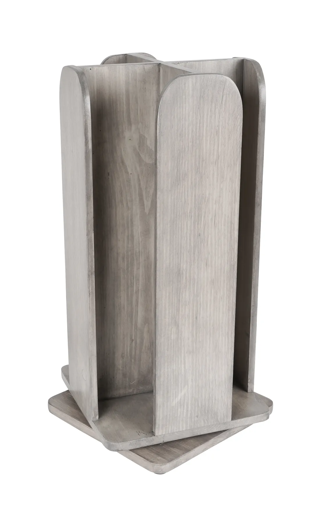 Cal-Mil 378-110 Aspen Revolving Cup & Lid Organizer, 9" x 9" x 18-1/2" Gray-Washed Pine Wood