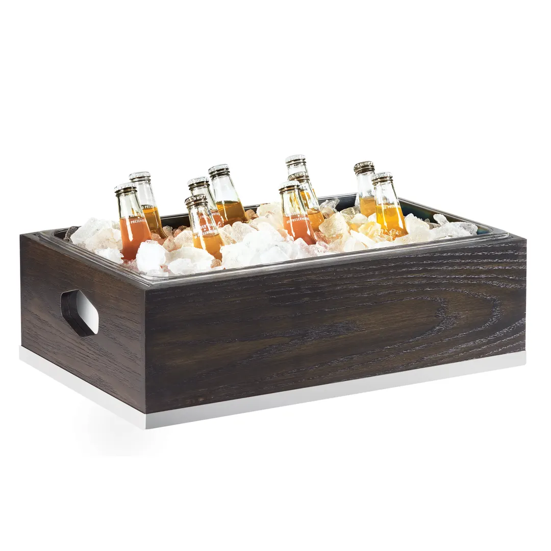 Cal-Mil 3800-12-87 Ice Housing, 21.25"W x 13.25"D x 7"H, Ash Gray Oak, Poly Pan & Liner, BPA‑Free