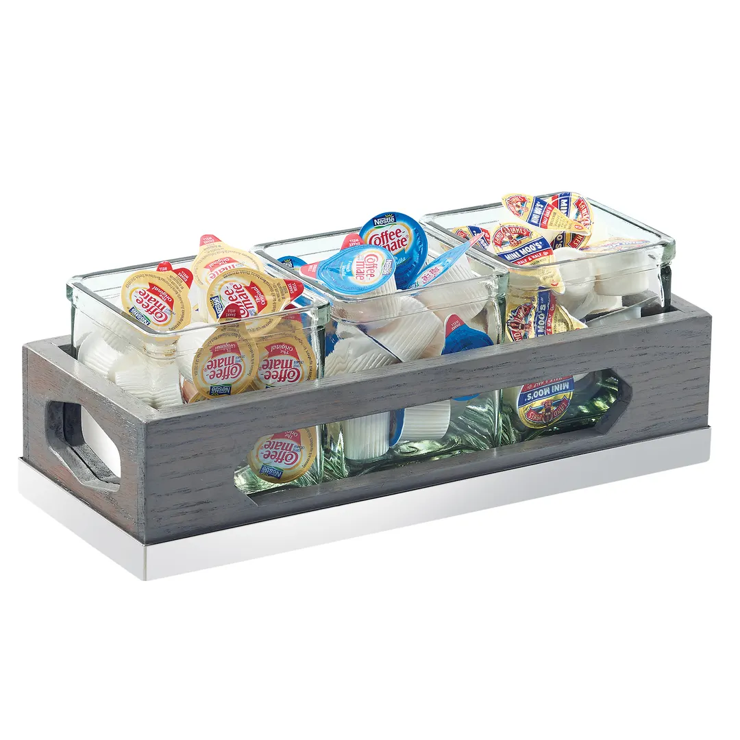 Cal-Mil 3806-83 Ashwood Jar Display, 12.75"W X 5"D X 4.5"H (3) 4"W X 4"D X 4"H Glass Jars, Rectangular