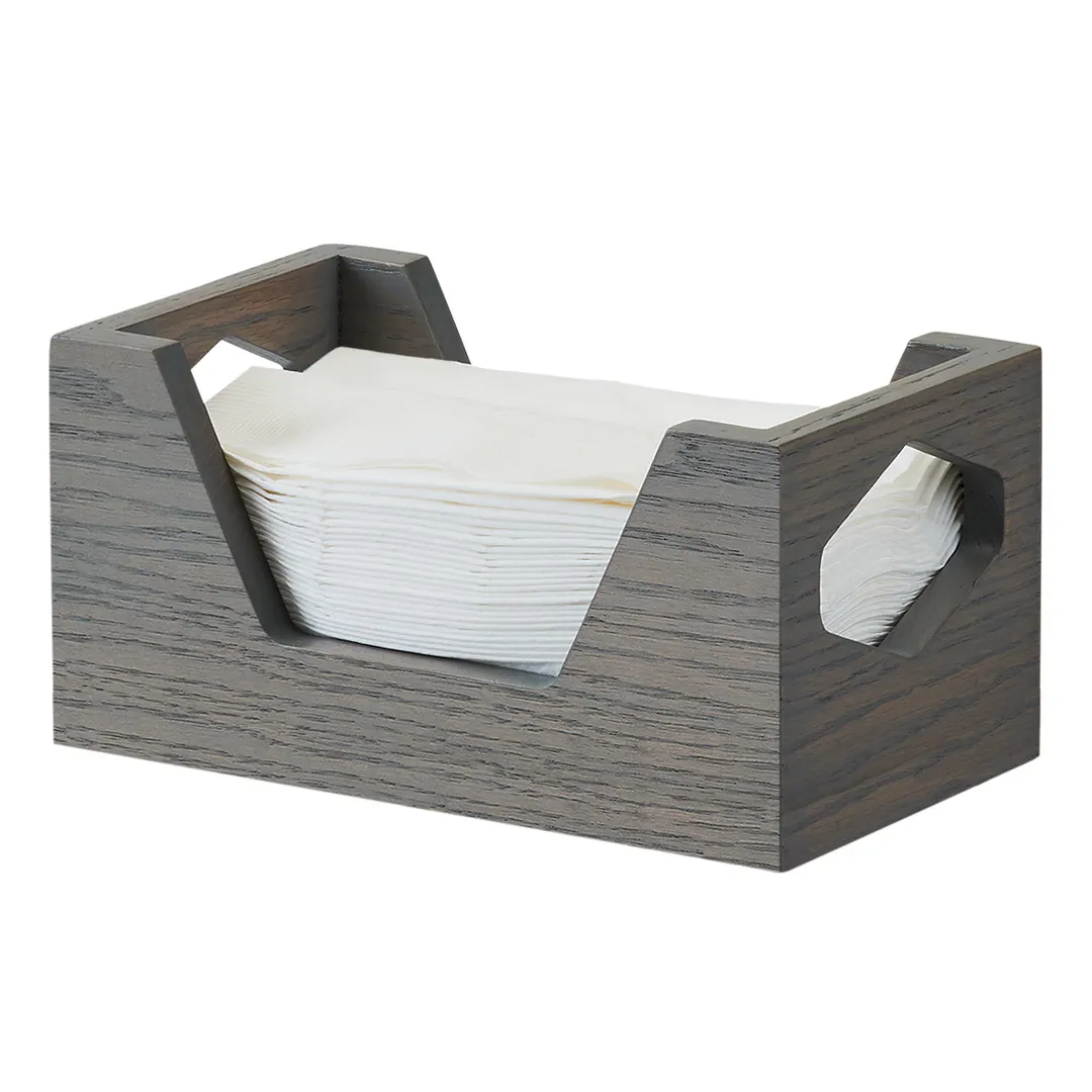 Cal-Mil 3810-83 Ashwood Napkin Holder, 4" W x 8" H, Geometric Cutouts, Oak Wood, Gray Wash