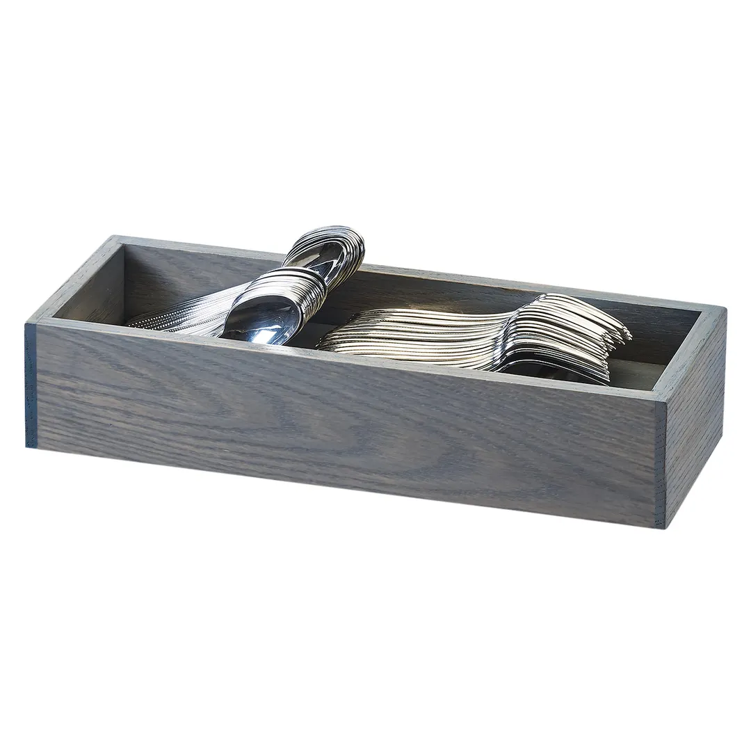 Cal-Mil 3819-83 Ashwood 2-Compartment Flatware Organizer, 15"W x 6"D x 3"H, Oak Wood, Gray Wash Finish