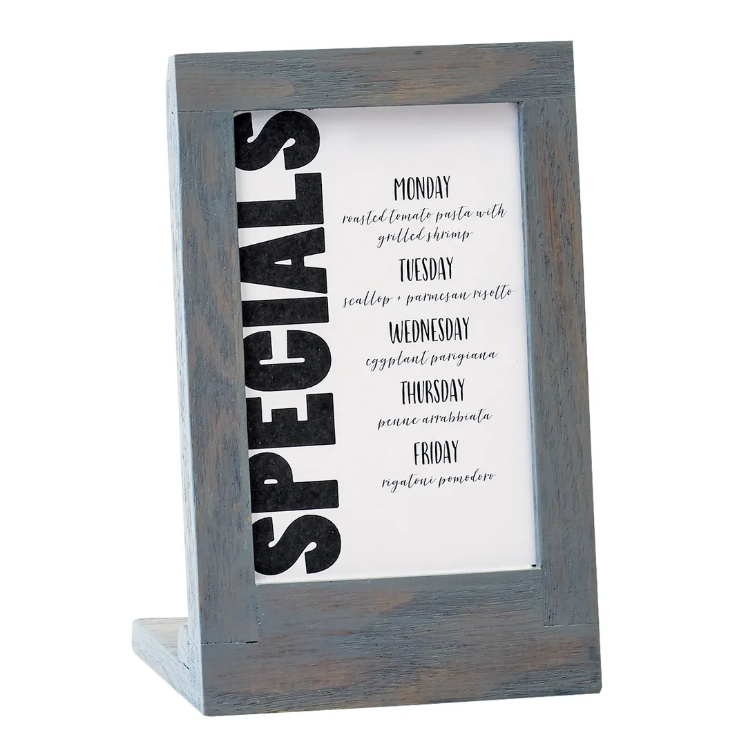 Cal-Mil 3825-46-83 Ashwood Menu/Card Holder, 4W x 3.5D x 6.5H, Oak Wood, Gray Wash Finish