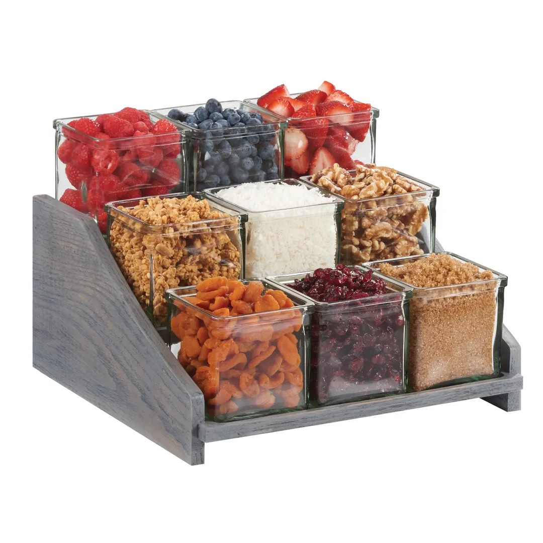 Cal-Mil 3831-83 Ashwood Jar Display, 13-1/8"W X 12.5"D X 6.5"H, Accommodates (9) Jars, Oak Wood