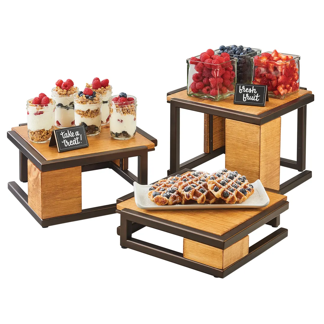Cal-Mil 3902-3-84 Sierra Display Riser, 12"W X 12"D X 3.25"H, Square, Rustic Pine