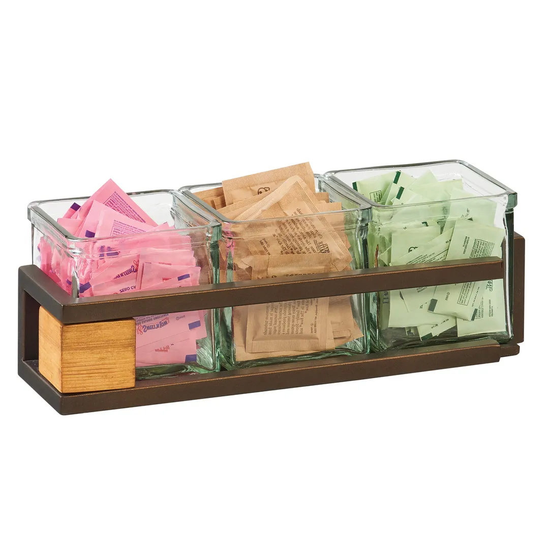 Cal-Mil 3910-3-84 Sierra Jar Display, 13"W X 5"D X 4.25"H (3) 4"W X 4"D Glass Jars, Rectangular