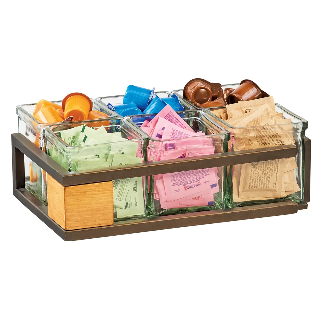 Cal-Mil 3910-6-84 Sierra Jar Display, 12.5"W X 9"D X 4.5"H (6) 4"W X 4"D Glass Jars, Rectangular