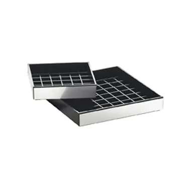 Cal-Mil 392-010 Square Drip Tray, 4" x 4" Black Plastic with Silver Trim, 4‑Inch Size
