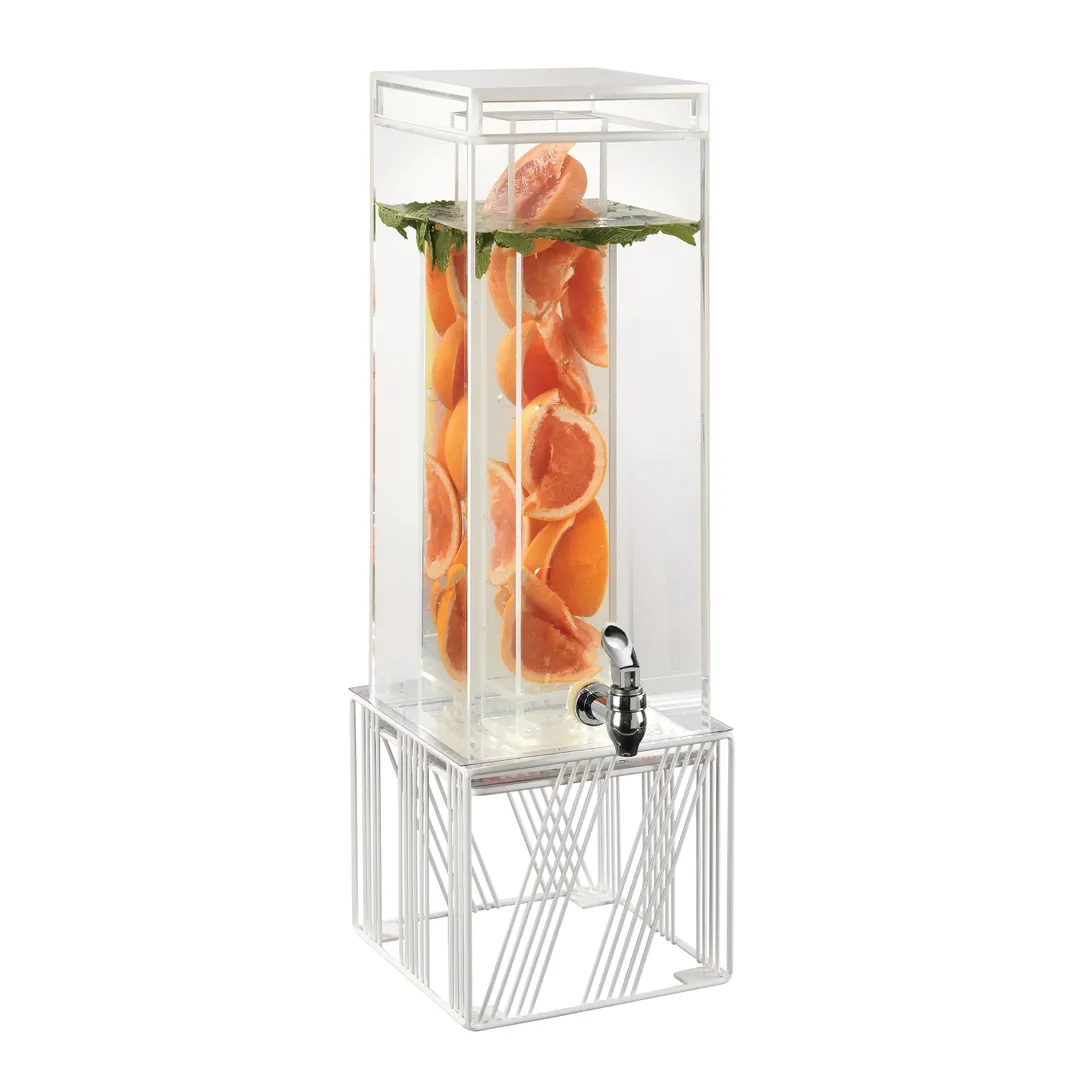 Cal-Mil 4102-3INF-15 3-Gallon Dispenser, White Acrylic/Wire, 8"W x 8"D x 25"H, Spigot, BPA-Free