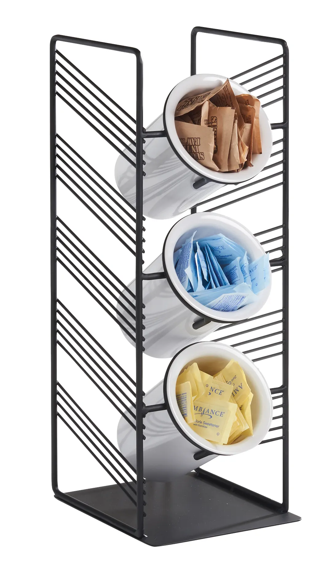 Cal-Mil 4105-13 Portland Cylinder Display, 6-3/4"W x 7-3/4"D x 19"H, 3 Compartments, Wire, Black