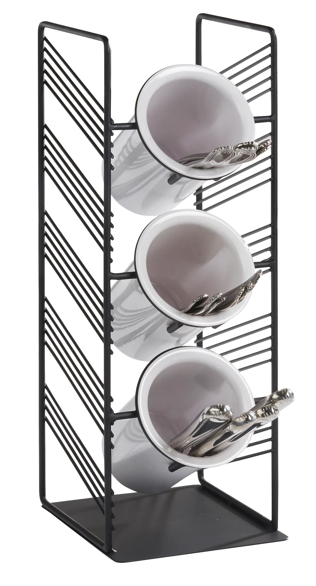 Cal-Mil 4105-13 Portland Cylinder Display, 6-3/4"W x 7-3/4"D x 19"H, 3 Compartments, Wire, Black