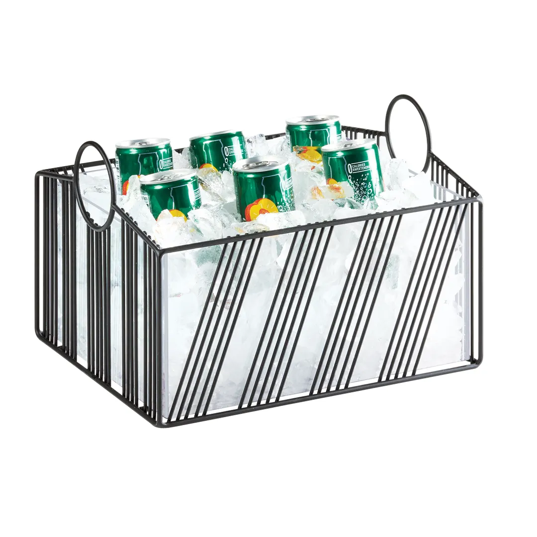 Cal-Mil 41115-10-13 Ice Housing, 12-7/8"W x13-1/4"D x8-1/8"H Black Metal, Pan/Rack, BPA‑Free