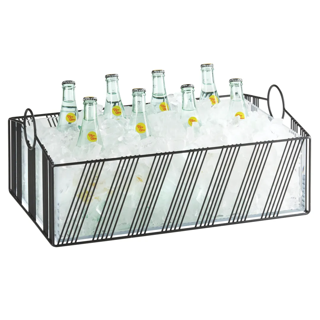 Cal-Mil 41115-12-13 Rectangular Ice Housing 21"x13-1/4"x8-1/8", Black Metal, BPA‑Free Pan & Wire
