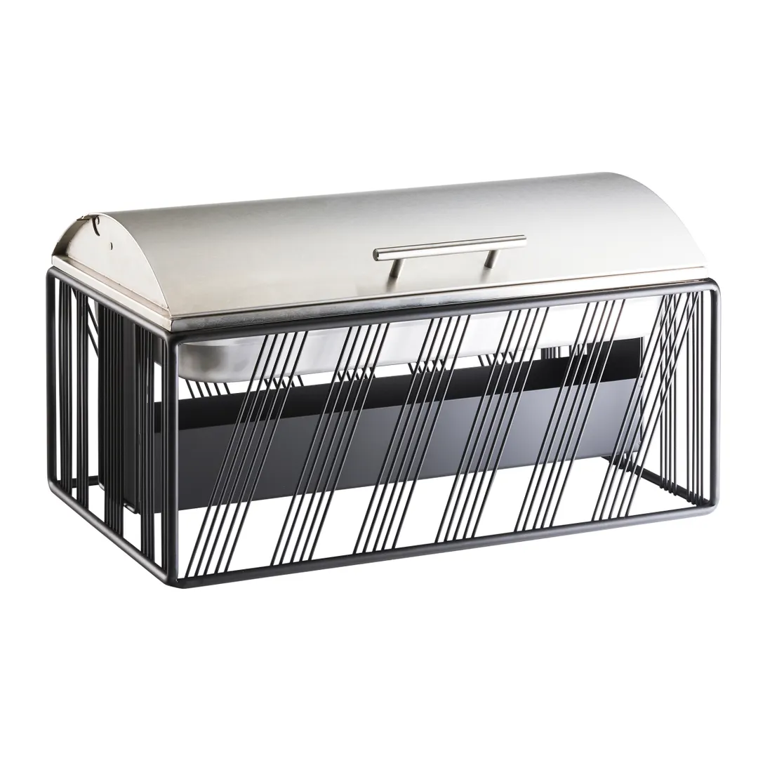Cal-Mil 4113-13 Chafer, 8 Qt Rectangular 22x13-1/2x12 in, Steel Black, Induction, Windguard