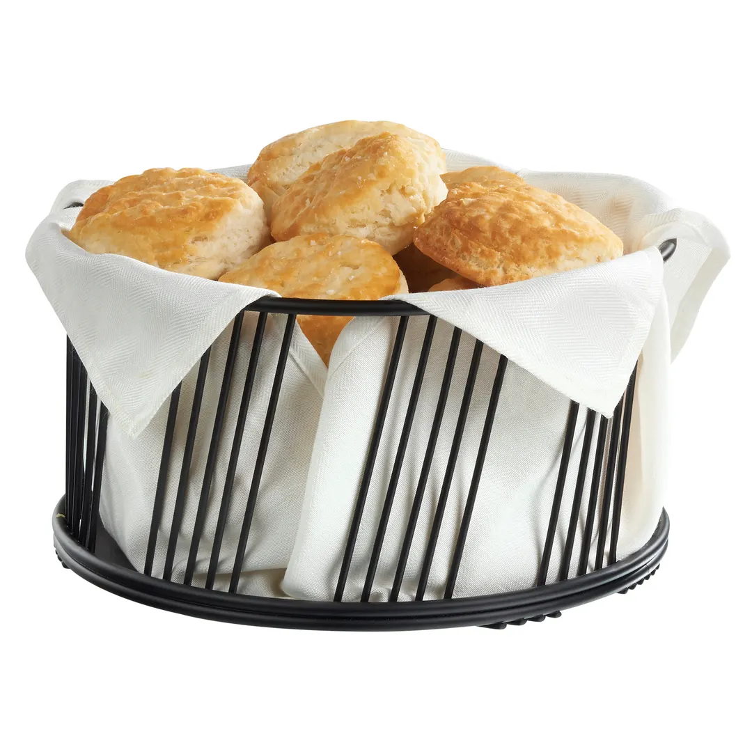 Cal-Mil 4114-10-13 Portland Basket, 10.5" Dia. X 5.5" H, Large, Round, Wire, Black, BPA Free