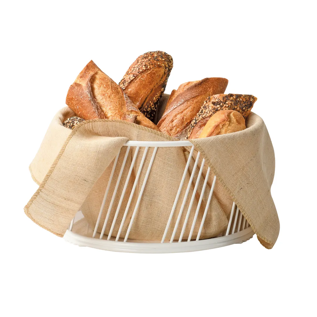Cal-Mil 4114-10-15 Portland Basket, 10.5" Dia. X 5.5"H, Large, Round, White, Wire, BPA Free