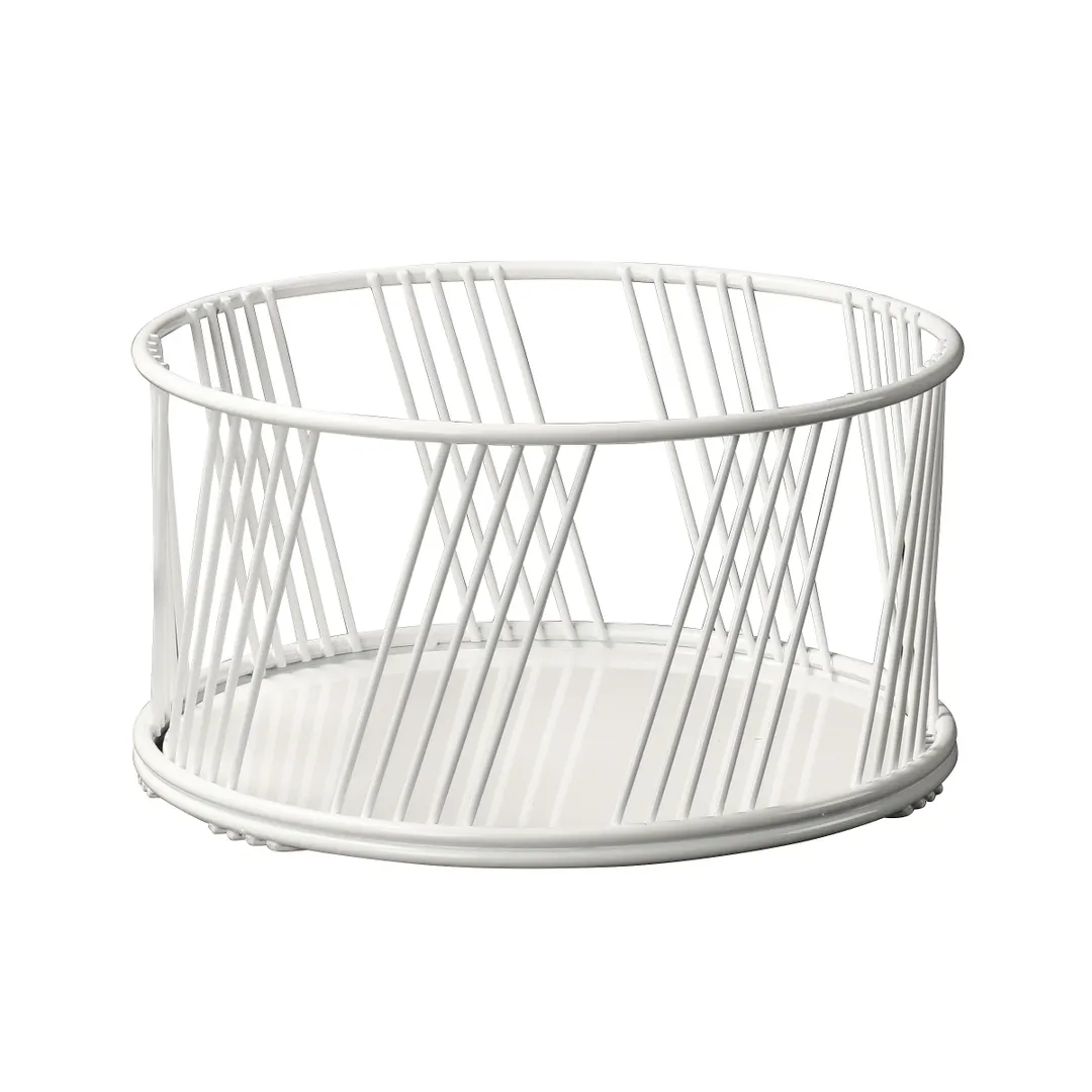 Cal-Mil 4114-10-15 Portland Basket, 10.5" Dia. X 5.5"H, Large, Round, White, Wire, BPA Free