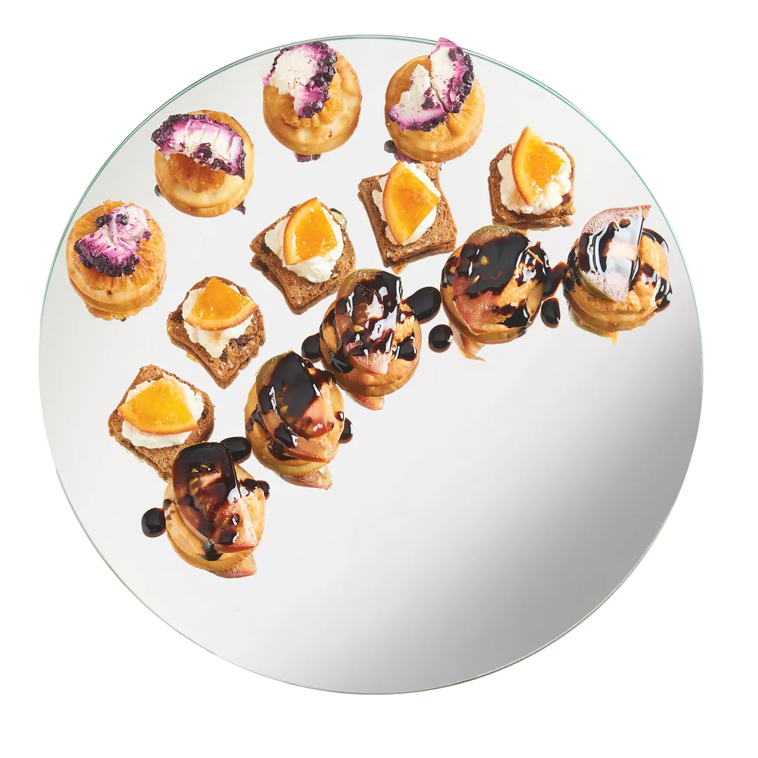 Cal-Mil 414-16 Mirror Tray - 16" Diameter Round Acrylic Mirror, Reversible Black, Scratch-Resistant