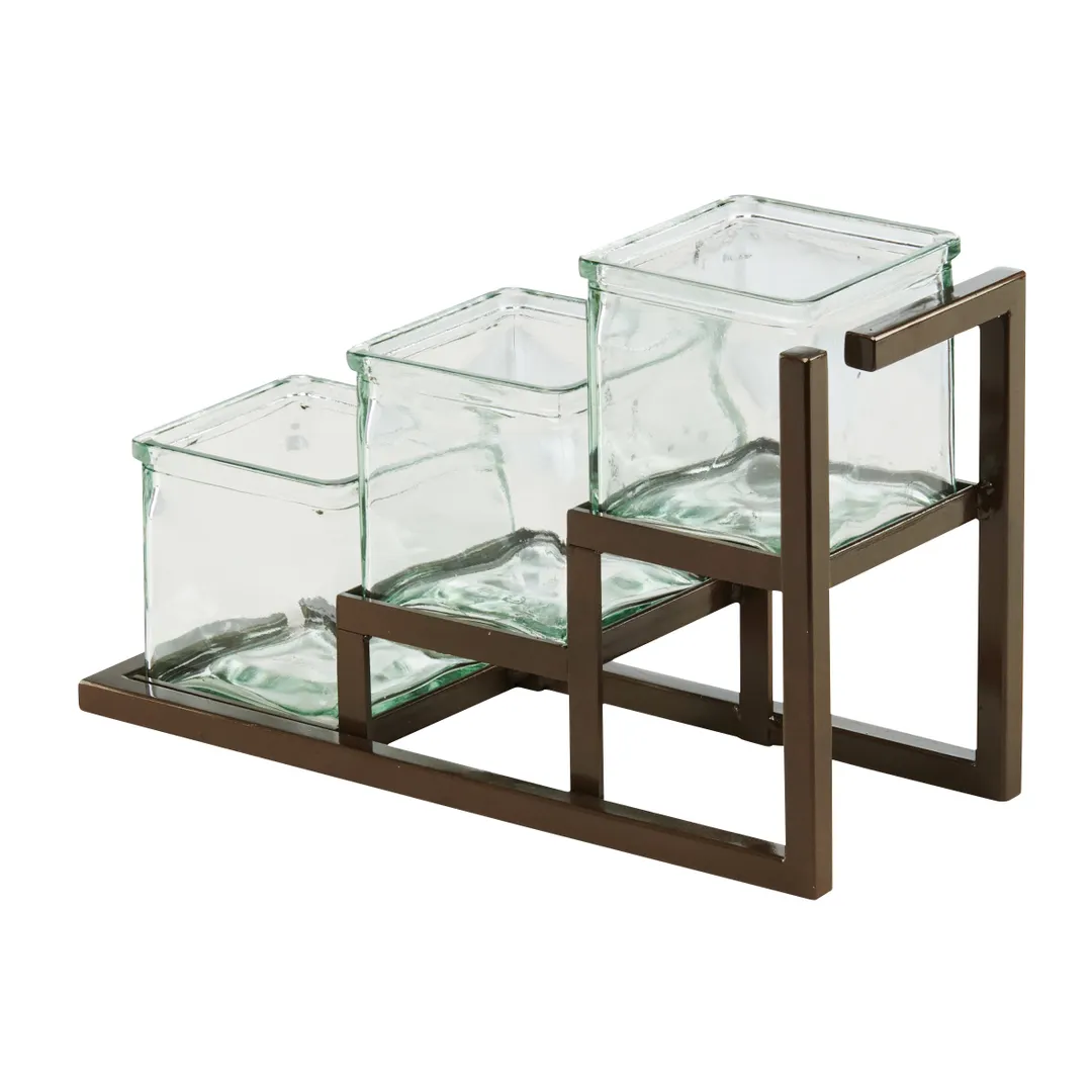 Cal-Mil 4304-84 Sierra Jar Display, 5"W X 12.75"D X 8"H, Three Step Unit (3) Glass Jars