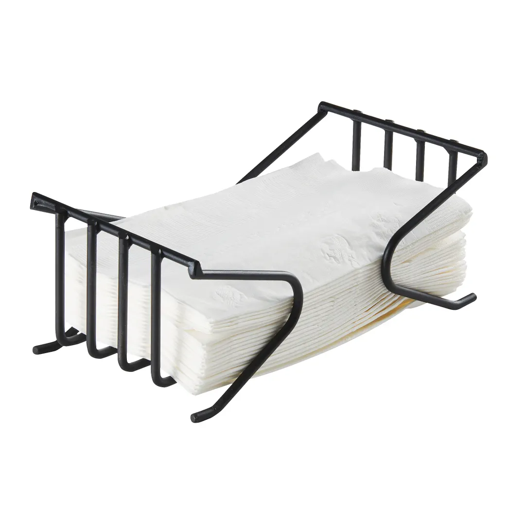 Cal-Mil 4314-13 Napkin Holder – Rectangular 8" W x 4" H Tabletop, Black Powder‑Coated Wire