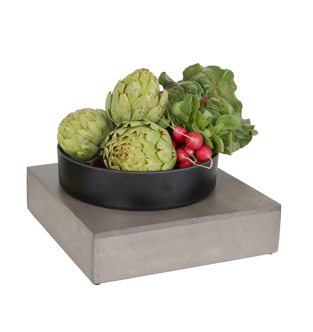 Cal-Mil 432-3-110 Aspen Riser, 12" X 12" X 3.25"H, Square, Gray-Washed Pine Wood