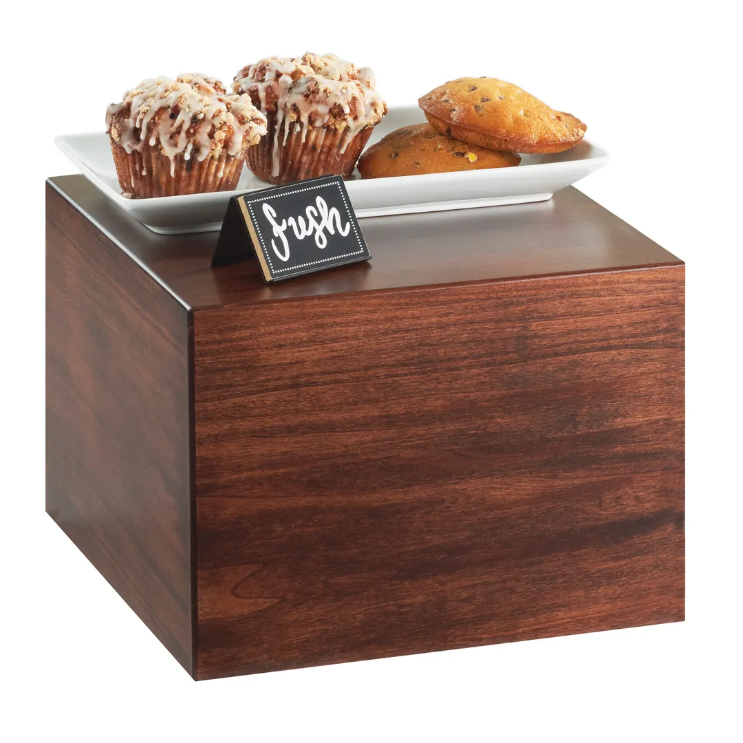 Cal-Mil 432-9-78 Mid-Century Riser, 12"W X 12"D X 9"H, Square, Walnut