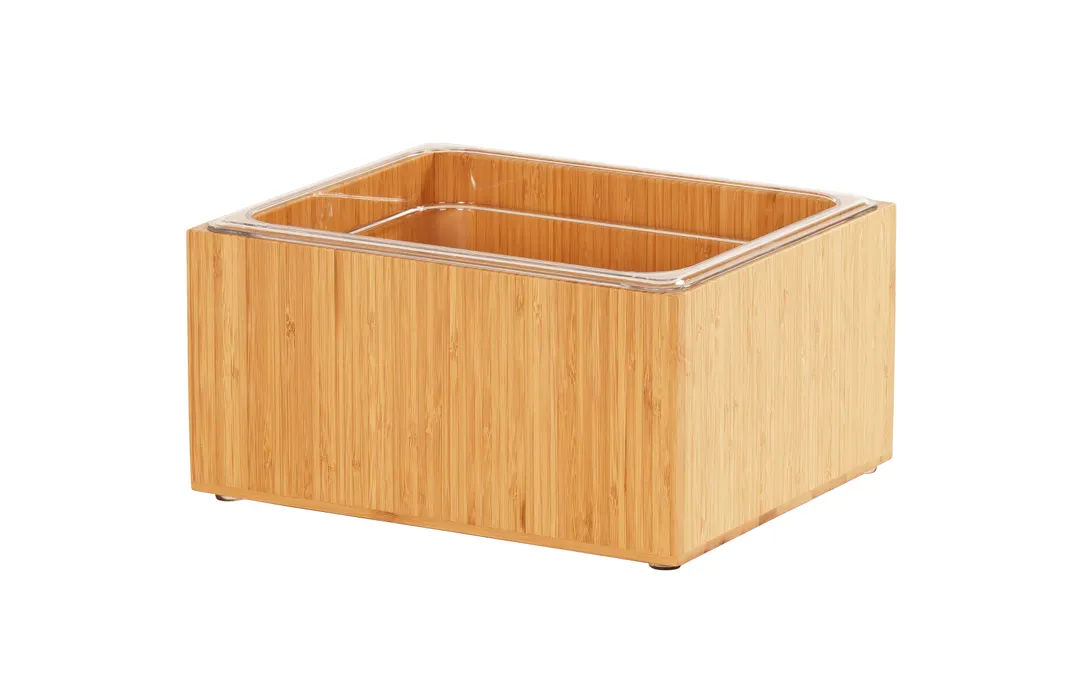 Cal-Mil 475-10-60 Ice Display Housing, 10"W x 12"D x 6.5"H Bamboo Frame, Polycarbonate Pan, BPA‑Free