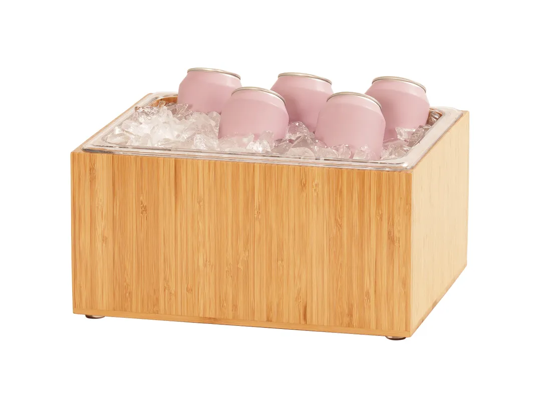 Cal-Mil 475-10-60 Ice Display Housing, 10"W x 12"D x 6.5"H Bamboo Frame, Polycarbonate Pan, BPA‑Free