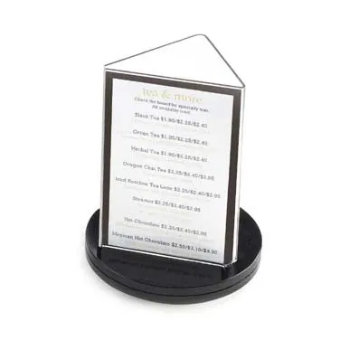 Cal-Mil 507 - Classic Turn Table Card Holder, Triangle, 4"W x 6"H, Clear Acrylic, Black Plastic Base