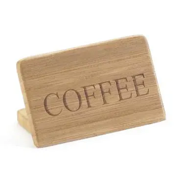 Cal-Mil 606-1 Bamboo Finish 3"W x 2"H BPA-Free Wood Printed Coffee Beverage Sign - Tabletop Display