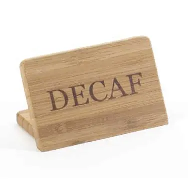 Cal-Mil 606-2 Bamboo Finish Beverage Sign, 3"W x 2"H, DECAF Printed Wood Tabletops, BPA-Free