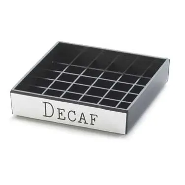 Cal-Mil 632-2 Engraved Drip Tray – Decaf, Square 4" x 4", Black with Silver Trim, Beverage Service