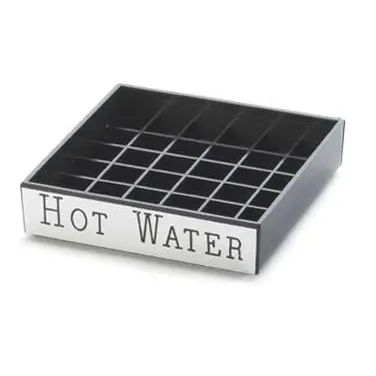 Cal-Mil 632-3 Engraved Hot Water Drip Tray, Square 4" x 4" Black with Silver Trim, Beverage Service