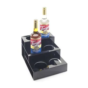 Cal-Mil 677 Black Acrylic 3‑Tier Bottle Organizer, 9.5" W x 12.75" D x 6.5" H, Holds Six Bottles