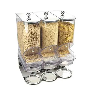 Cal-Mil 718 Cereal Dispenser - 3 Clear 9.8L Bins, Metal Base, 17"x13-1/2"x22" H, BPA-Free