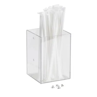 Cal-Mil 787-12 Straw Holder, Square Clear Plastic, 4-1/4" W x 4-1/4" D x 6" H, Wall/Counter Mount