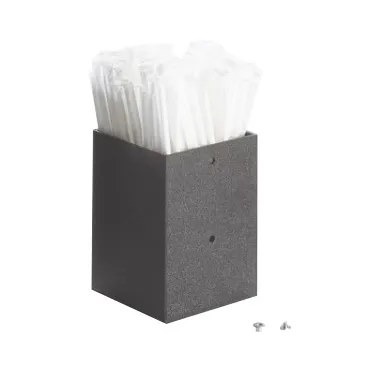 Cal-Mil 787-13 Square Straw Holder, 4-1/4" W x 4-1/4" D x 6" H, Black Plastic, Wall/Counter Mount