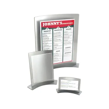 Cal-Mil 828 Forma Frame, 8.5"W x 11"H, Acrylic Menu Card Holder, Silver