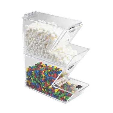 Cal-Mil 927 BPA-Free Topping Bin 4"W x 11"D x 7"H, Clear, Stackable, Lid Stays Up for Scooping