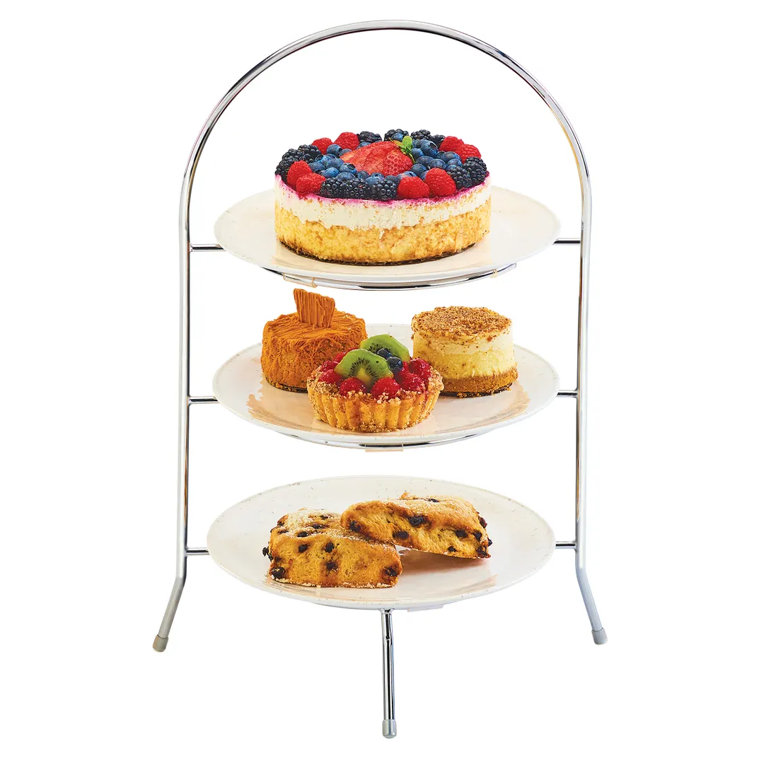 Cal-Mil 977-10-49 Tiered Display/Server, 11.75"W X 11.75"D X 20"H, 3-Tier, Arched Frame-Type