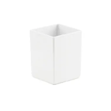 Cal-Mil C1432BODY - 12 Oz Square Plastic Storage Jar, 4"W x 4"D x 4"H, White Melamine Canister