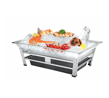 Cal-Mil IP1020-39 Ice Display Tray, 27" W x 19" D x 10" H, PETG Pan, Water Unit, Light, Platinum Finish