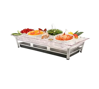 Cal-Mil IP2020-13 Ice Display, Black Finish, 48"W x 24"D x 10"H, PETG Ice Pan, ABS Water Unit, LED