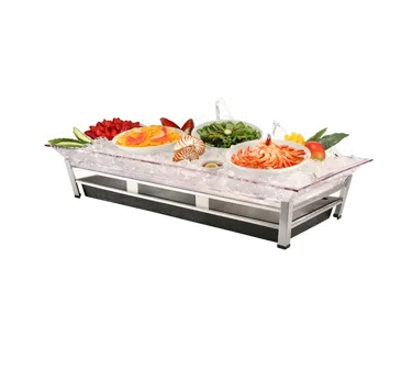 Cal-Mil IP2020-39 Ice Display, 48" W x 24" D x 10" H, PETG Pan, Platinum Finish, White LED