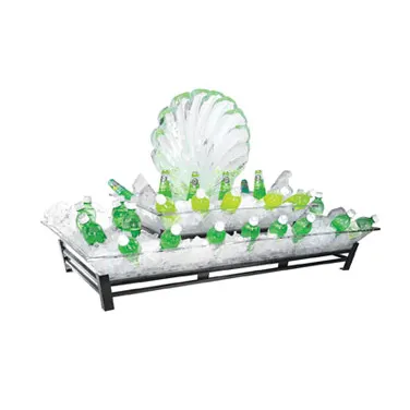 Cal-Mil IP402-13 48" x 24" x 12.5" 2‑Tier Black Ice Display with PETG Pans, Drain, LED Lights, 400 lb