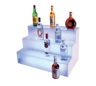 Cal-Mil LQ31 Frost‑Lit Display, 30" W x 18" D x 18" H, 3‑Tier, LED Light, Acrylic Frosted Finish