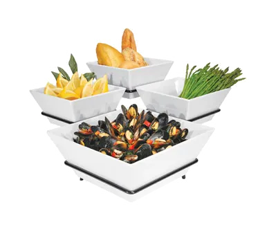 Cal-Mil SR1010-13 Gourmet Quad Bowl Display, 19"W X 19"D X 11"H, 3-Tier, Square