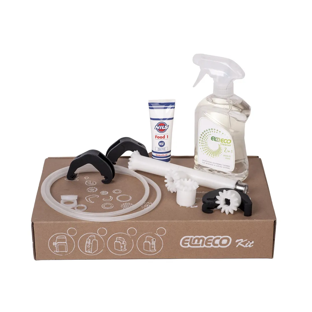 Alfa International QUICKCREAM KIT Maintenance Kit for Elmeco B-Smart & B-Large Frozen Drink Machines, Includes Lubricant, Cleaner, Tank & Outlet Gaskets, O-Ring 117, Pinion Auger, Gear, 2 Black Hinge Hooks - 1/Set